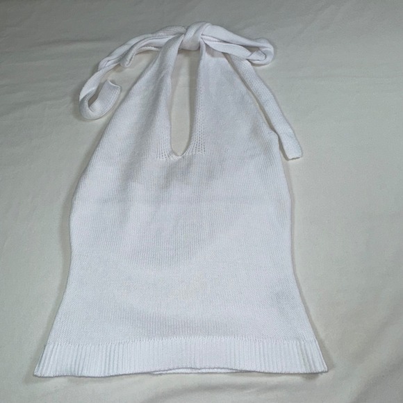525 America Tops - 525 America Women's Knit Halter Top White Sleeveless Tie Back Small NWT A0886‎